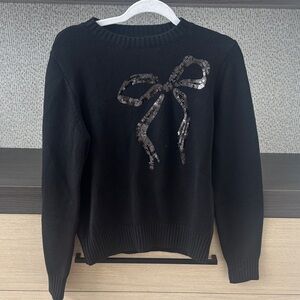 Beach Riot Black Sweater with Sequin Bow